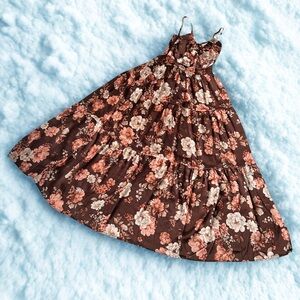Altar'd State Floral Maxi Dress in Brown and Pink